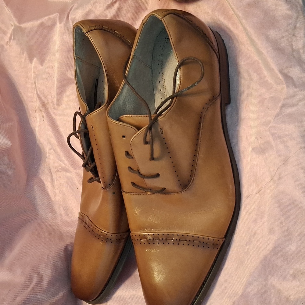 Men's Brown Leather Dress Shoes - Picture 2 of 4